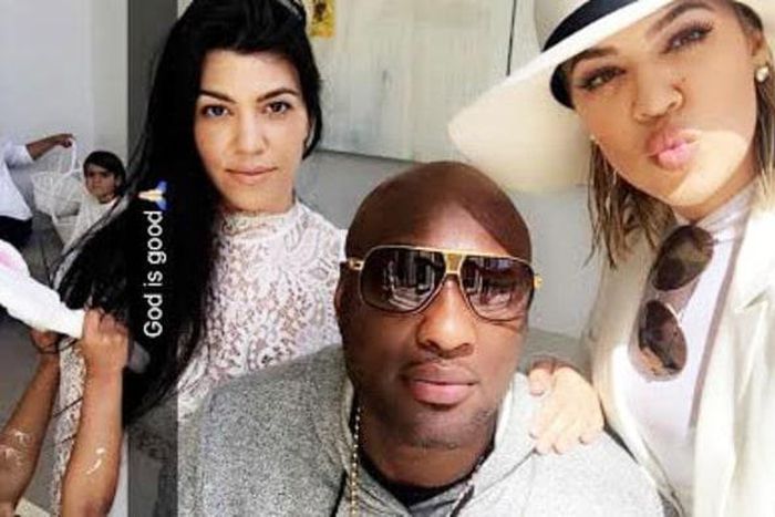 Lamar Odom, Khloe and Kourtney Kardashian on Easter Sunday