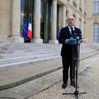 French Interior Minister Bernard Cazeneuve talks to journalists after a meeting about blasts in Brussels at the Elysee Palace in Paris, France, March 22, 2016.