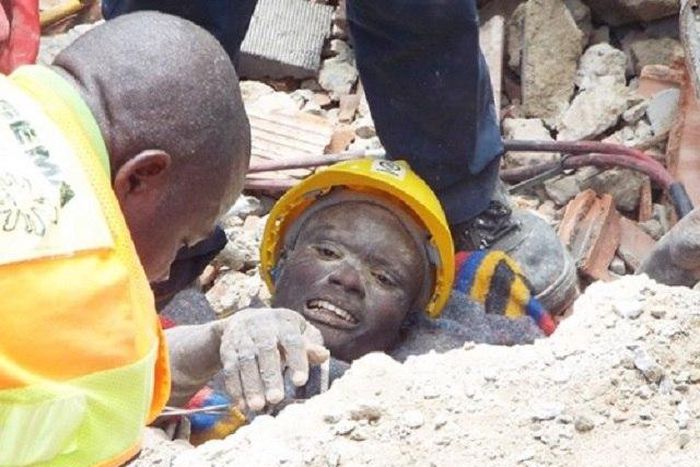 A man trapped inside collapsed building
