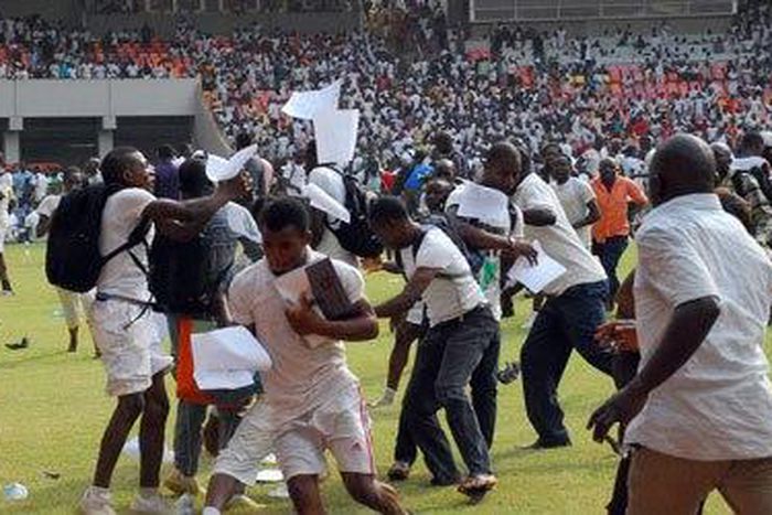 Candidates at the ill fated NIS recruitment