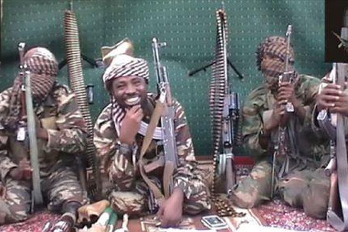 Abubakar Shekau in the middle, with other lieutenants.