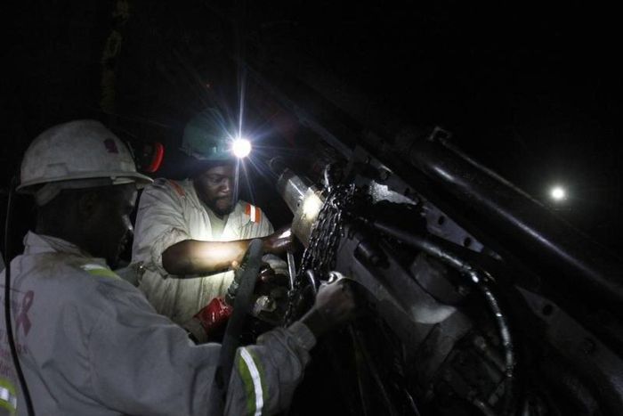 A Zimbabwean miner works underground at Mwana Africa's Freda Rebecca Gold Mine near Bindura, about 90km north of the capital Harare, September 14, 2012.