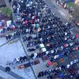 Muslims praying on the street, around the Mosque