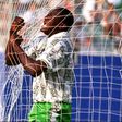 Rashidi Yekini celebrates after scoring Nigeria's first FIFA World Cup goal at USA 94