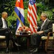 US President Obama meeting with Cuban President Raul Castro during his official visit.