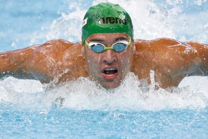 Chad le Clos of South Africa swims in a men's 100m butterfly heat at the Aquatics World Championships in Kazan, Russia, August 7, 2015.