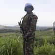 U.N. peacekeepers from Tanzania hold their weapons as they patrol outside Goma during a visit by officials from the U.N. Security Council in the eastern Democratic Republic of Congo, October 6, 2013.