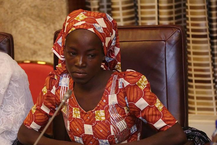 Rescued Chibok girl, Amina Ali Nkeki at the Presidential Villa on Thursday, May 19, 2016.