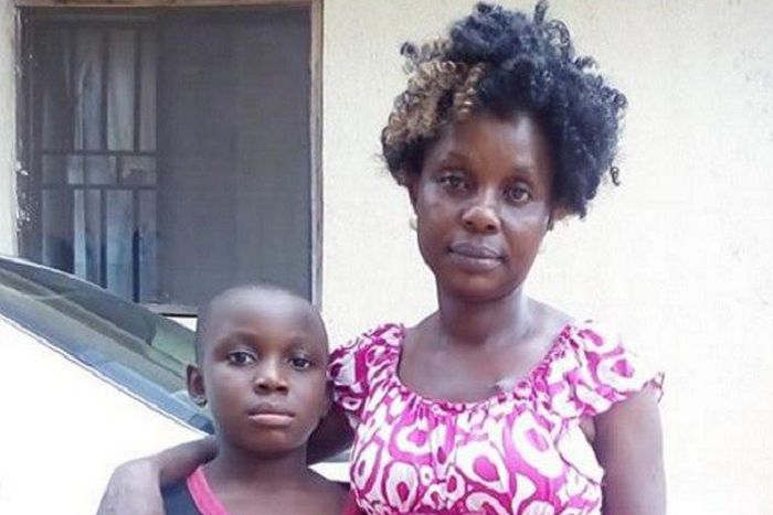 The freed Chibuike Oramalu and his mother, Nwakaego