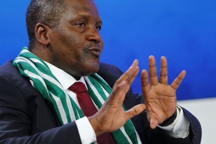 Aliko Dangote, President and Chief Executive Officer of Dangote Group and Co-Chair of the World Economic Forum (WEF) Annual Meeting 2014, speaks during a session at the WEF  in Davos January 22, 2014.  REUTERS/Denis Balibouse