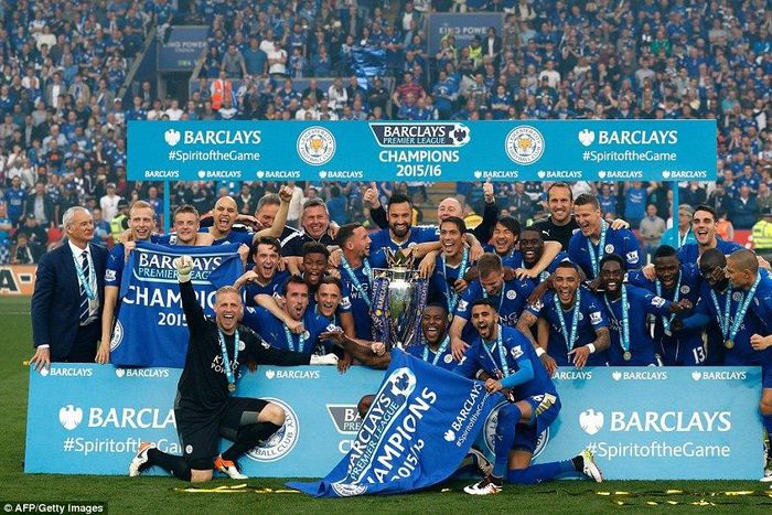 Leicester City Premier League trophy presentation