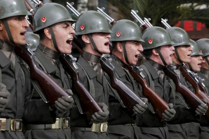 Turkish soldiers march during a Republic Day ceremony in Istanbul, Turkey, October 29, 2015. Turkey marks the 92nd anniversary of the Turkish Republic. 