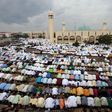 Muslims praying at the Kofar Mata central mosque in Kano