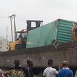 Container falls on Ojuelegba bridge