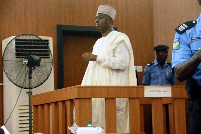 Senate President, Bukola Saraki at the Code of Conduct Tribunal.