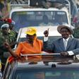Uganda's President Yoweri Museveni (R), with his wife Jane in Kampala, file.