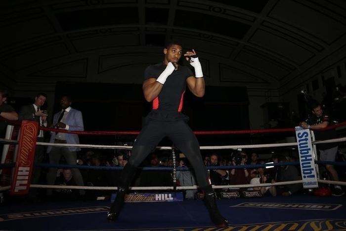 Anthony Joshua during his work out. Boxing - Charles Martin & Anthony Joshua Public Work-Outs - York Hall, Bethnal Green
