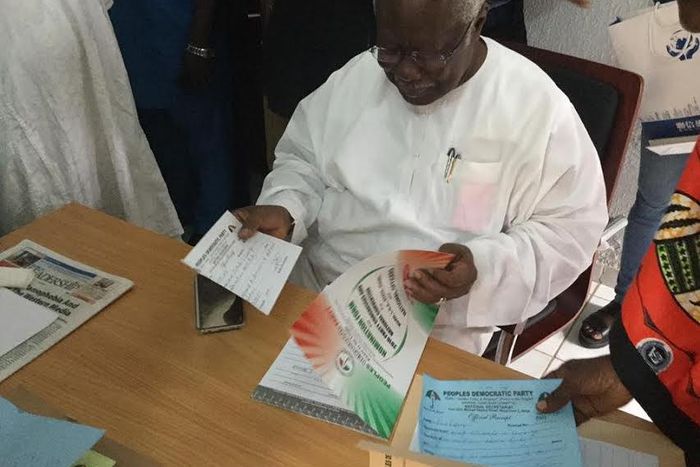 Bode George picks PDP Chairmanship nomination form on Friday, August 5, 2016.