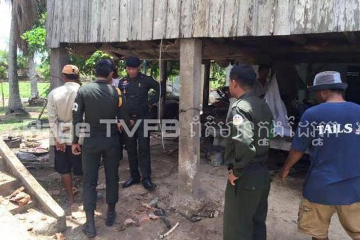 Police at the Tep Phal's residence following the accident