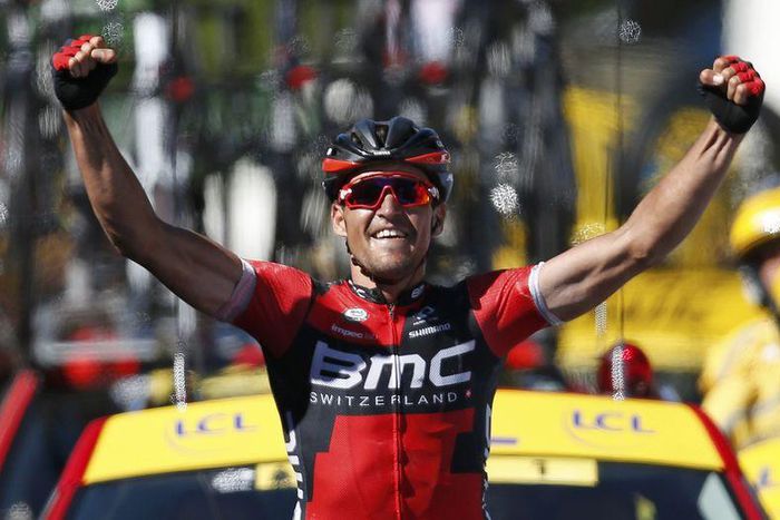 Cycling - Tour de France cycling race - The 216 km (134 miles) Stage 5 from Limoges to Le Lioran, France - 06/07/2016 - BMC Racing team rider Greg Van Avermaet of Belgium wins on the finish line.