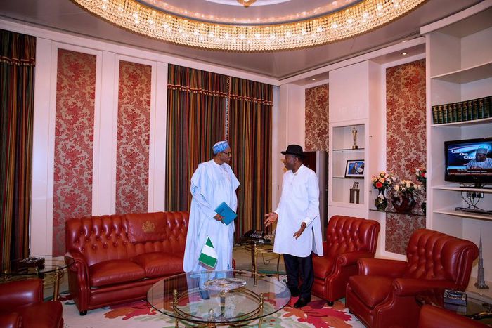 President Muhammadu Buhari meets with Goodluck Jonathan on August 3, 2016