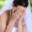 Bride crying on wedding day