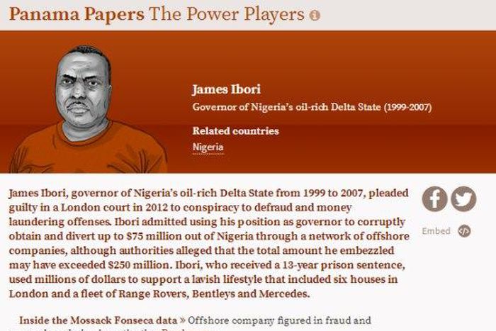 Ibori named on Panama Papers