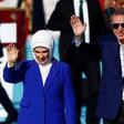 Turkish President Tayyip Erdogan, accompanied by his wife Emine Erdogan, greets supporters during a rally to mark the 563rd anniversary of the conquest of the city by Ottoman Turks, in Istanbul, Turkey, May 29, 2016.