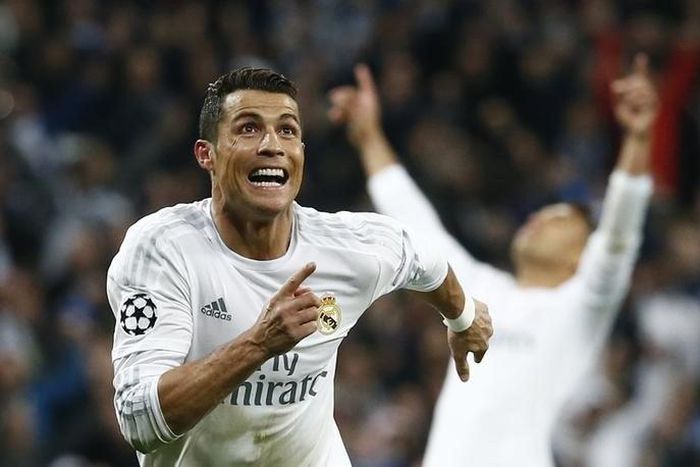 Real Madrid's Cristiano Ronaldo celebrates scoring their third goal and his hat-trick. Real Madrid v VfL Wolfsburg - UEFA Champions League Quarter Final Second Leg - Santiago Bernabeu - 12/4/16