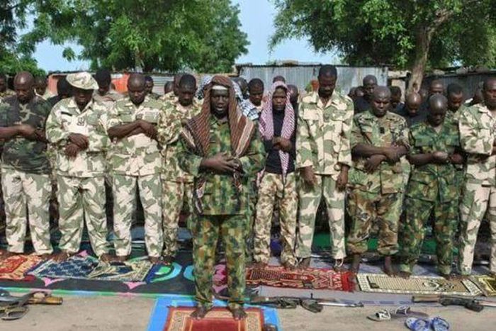 Soldiers observe Eid el-fitri prayers in Borno