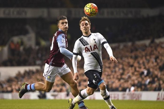Tottenham's Christian Eriksen in action with Aston Villa's Jack Grealish Reuters / Dylan Martinez Livepic