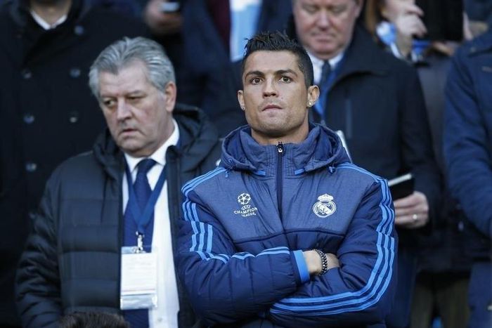 Football Soccer - Manchester City v Real Madrid - UEFA Champions League Semi Final First Leg - Etihad Stadium, Manchester, England - 26/4/16 Real Madrid's Cristiano Ronaldo in the stands before the match