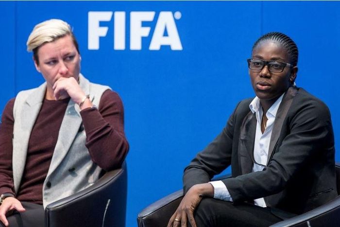 Asisat Oshoala at the FIFA Women’s Football and Leadership Conference, 2016