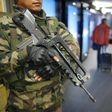 A French soldier patrols in the train station in Nantes, France, November 16, 2015 as security increases after last Friday's series of deadly attacks in Paris.   REUTERS/Stephane Mahe
