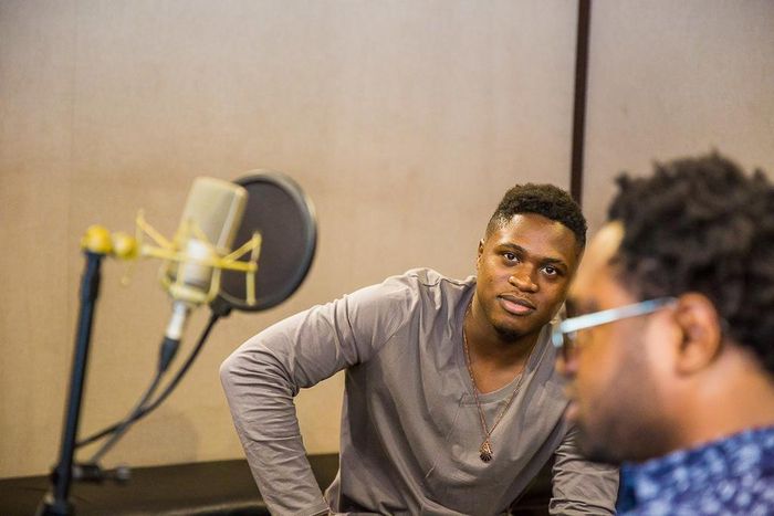 Jeff Akoh with Cobhams Asuquo in the studio