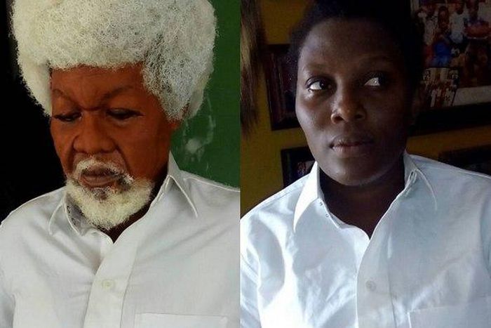 Hakeem Onilogbo transforms wife into Wole Soyinka