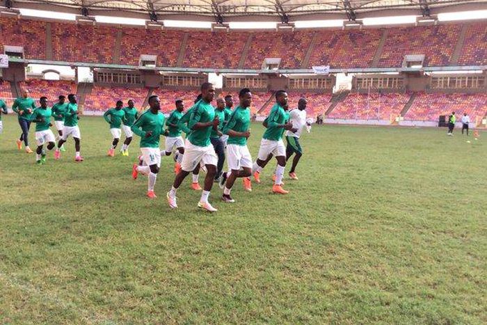Super Eagles players during training
