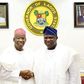 Lagos State Governor, Akinwunmi Ambode hosts Kano State counterpart, Abdullahi Umar Ganduje at the Lagos House in Ikeja on May 17, 2016.