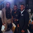 AY with Nigerian football legends Nwankwo Kanu and Austin 'Jay Jay' Okocha
