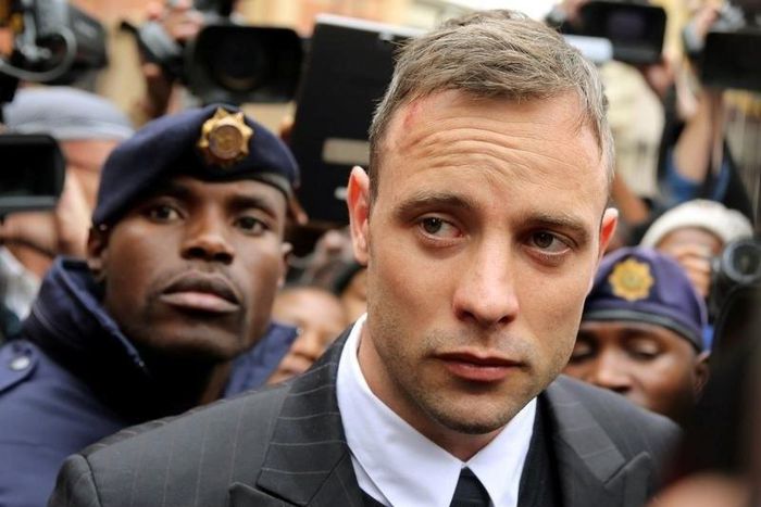 Olympic and Paralympic track star Oscar Pistorius leaves court after appearing for the 2013 killing of his girlfriend Reeva Steenkamp in the North Gauteng High Court in Pretoria, South Africa, June 14, 2016.