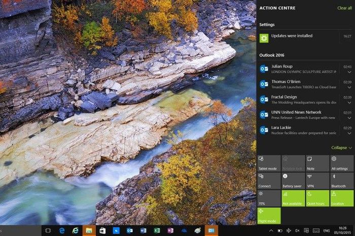 Windows 10 Action Centre