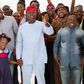Nigerian celebs with Governor of Lagos state Akinwunmi Ambode during the election period.