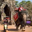 Sambo the elephant giving rides at the Bayon Angkor Wat