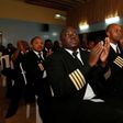 Kenya Airways captains attend a meeting as they participate in a pilots strike organised by Kenya Airline Pilots Association (KALPA) at the Jomo Kenyatta International airport near Kenya's capital Nairobi, April 28, 2016.