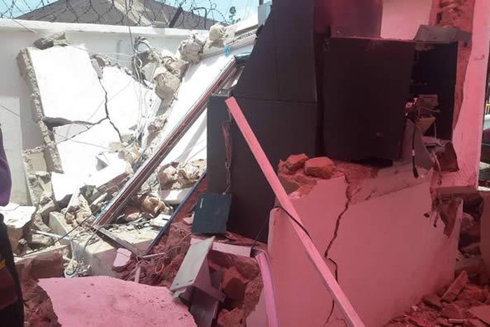 A damaged ATM machine