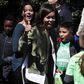 Michelle Obama at the white house kitchen garden planting