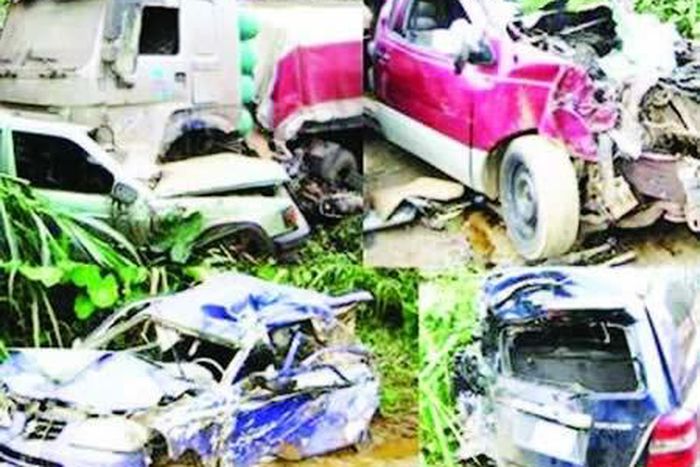 Seven vehicles were damaged in the accident.