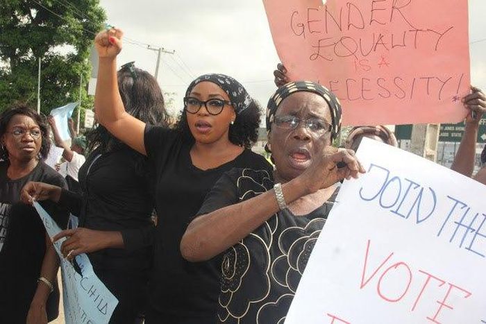 Rita Dominic during the Gender Equality protest held in Lagos