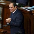 Egypt's President Abdel Fattah al-Sisi reacts after delivering a speech at the Lower House of parliament in Tokyo, Japan, February 29, 2016.