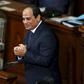 Egypt's President Abdel Fattah al-Sisi reacts after delivering a speech at the Lower House of parliament in Tokyo, Japan, February 29, 2016.